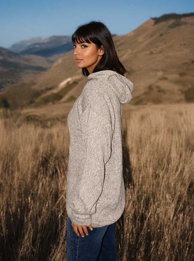 Gamboa Alpaca Hoodie for Women | Gray Melange