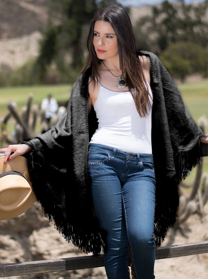 Alpaca Shawl Open Poncho for Women