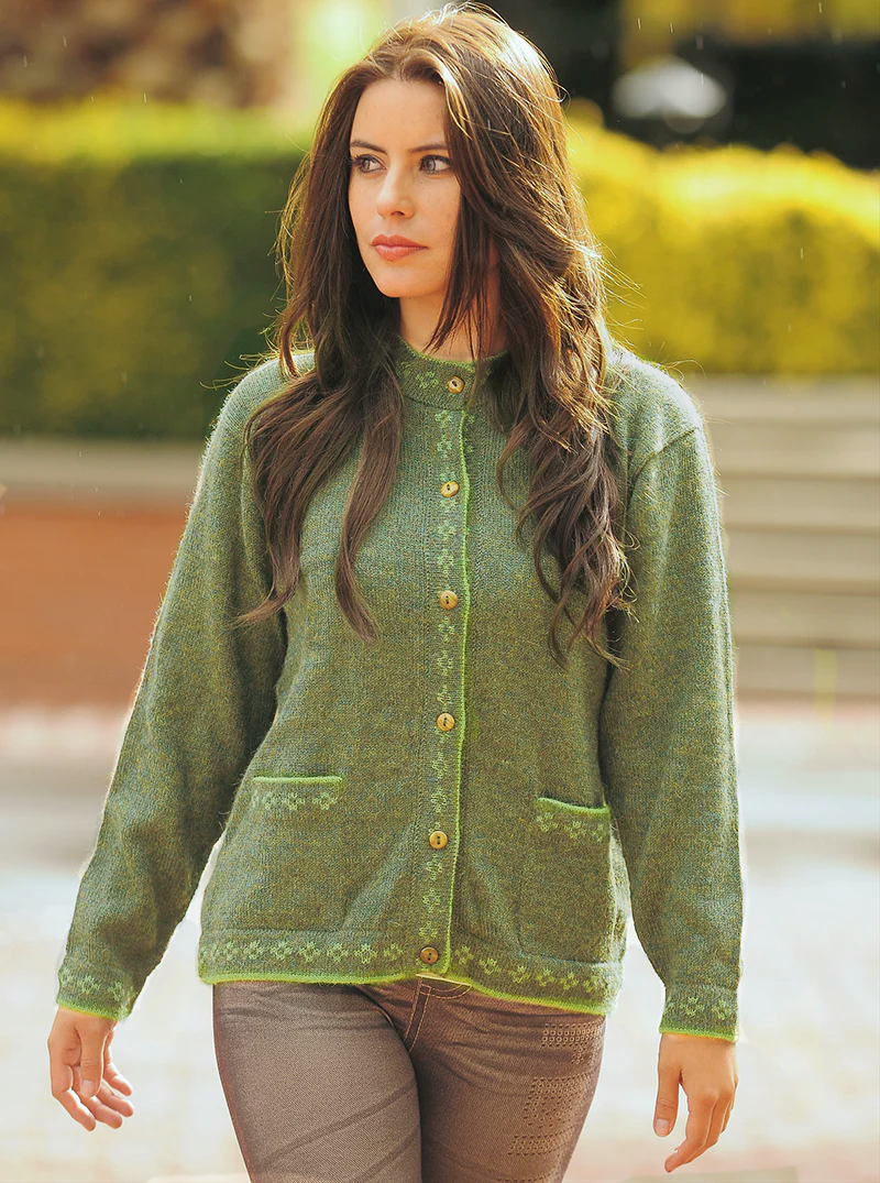 Buttoned Alpaca Jacket for Women