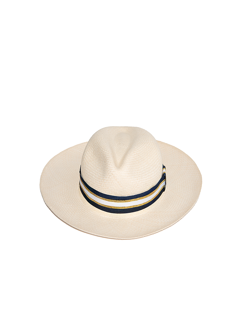Elegant Striped Hat Band | White & Gold