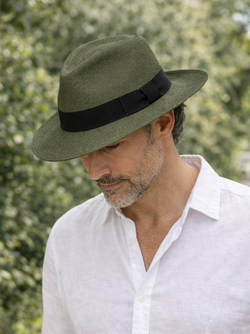 green dress hat Fedora Panama Olive hoco24