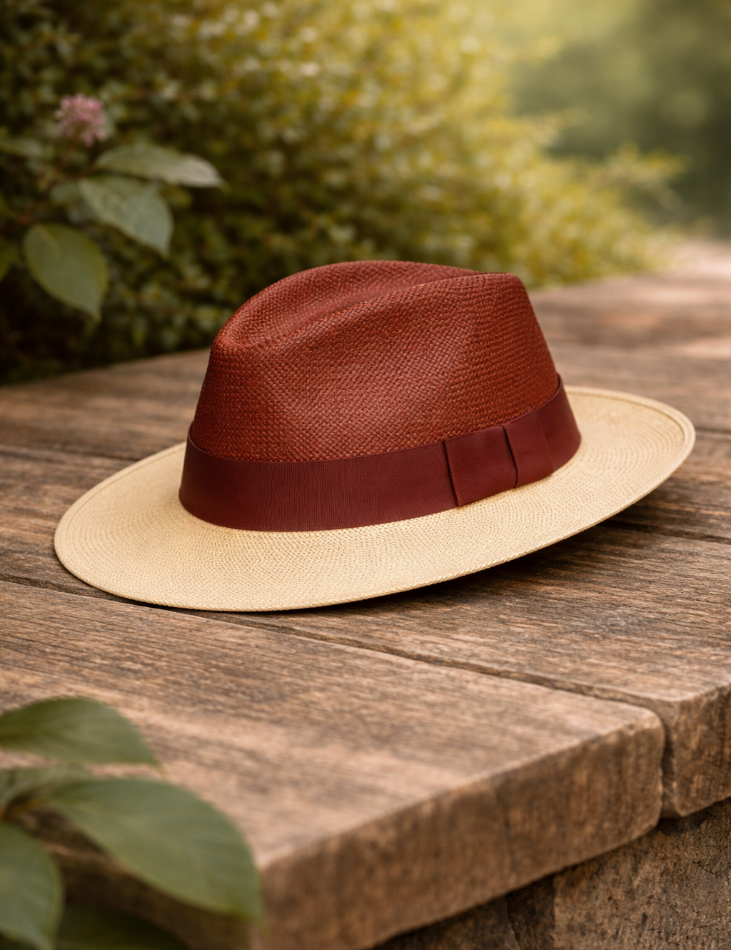 Bicolor Fedora Panama Hat - Terracota & Natural | The Color Edit