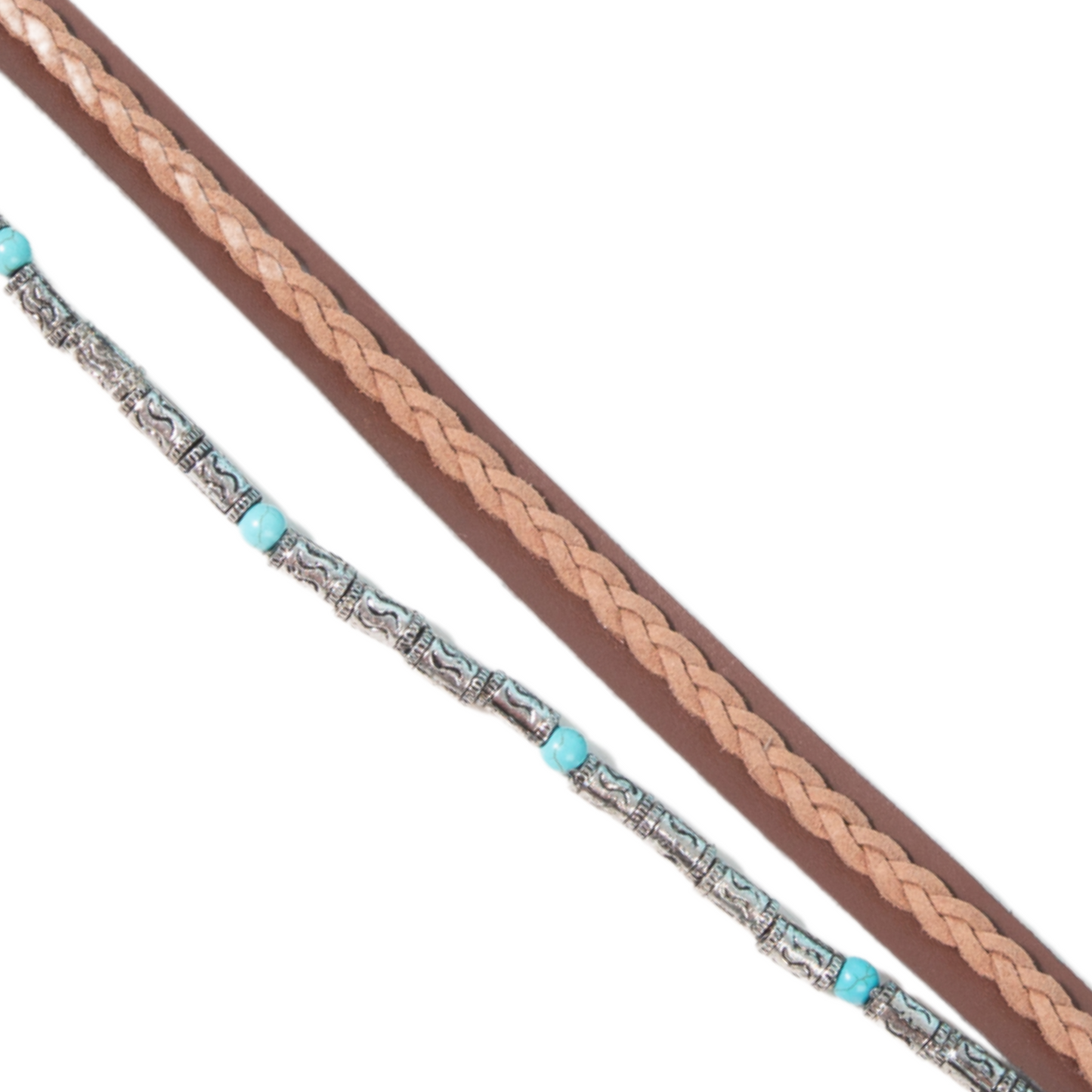 Turquoise Beaded Braided Hat Band