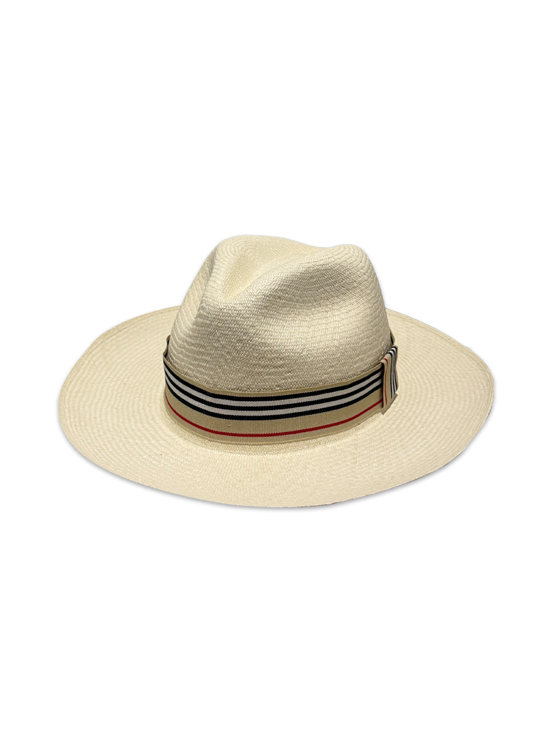 Striped Panama Hat Band - Beige