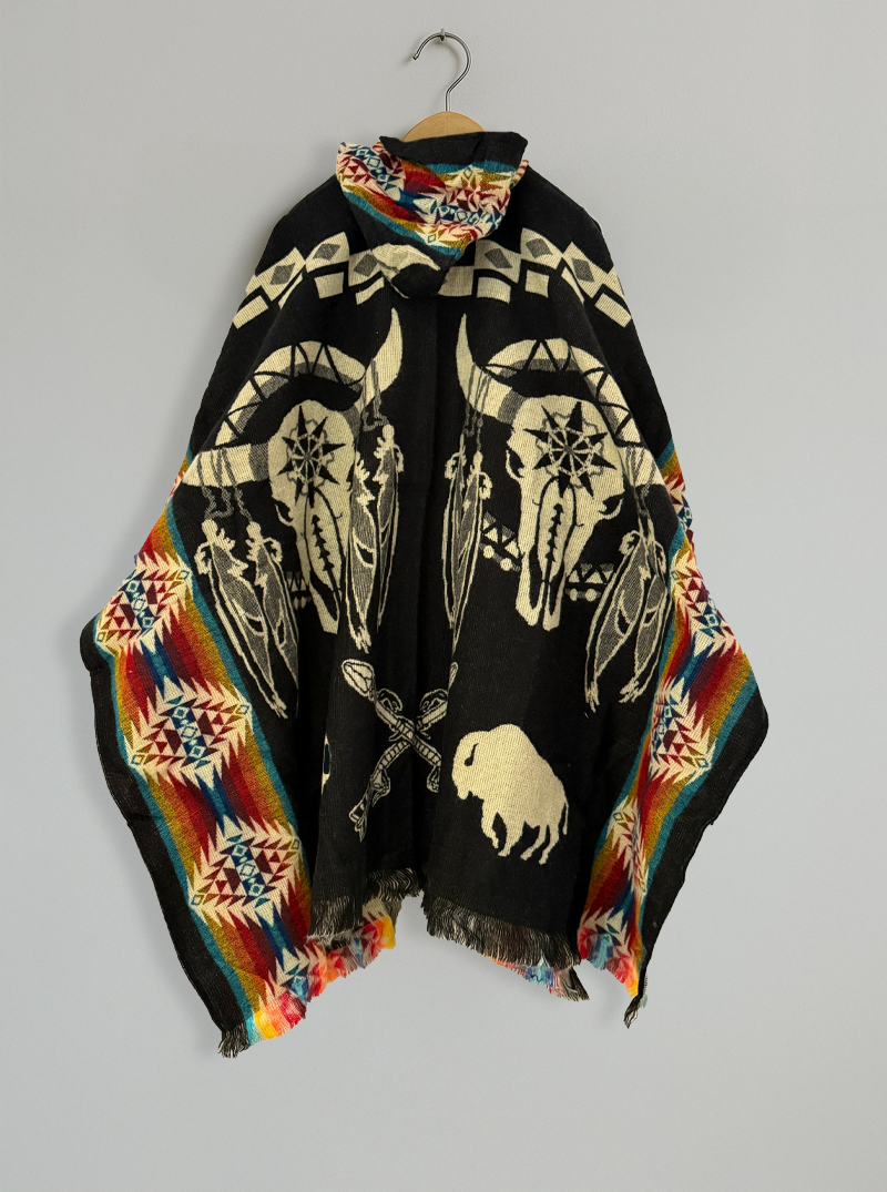 Mexican Serape Poncho | Bulls & Rainbow