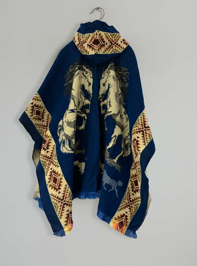 Mexican Blue Poncho | Two Horses
