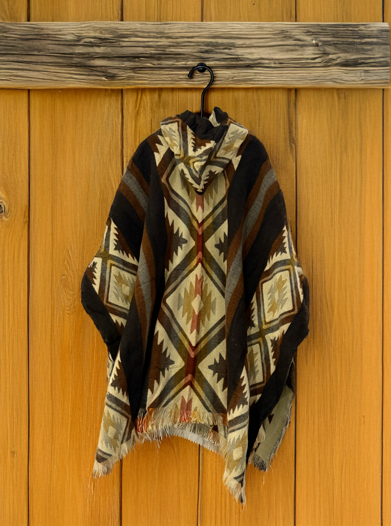 Mexican Poncho for Men | Brown Tribal Patterns