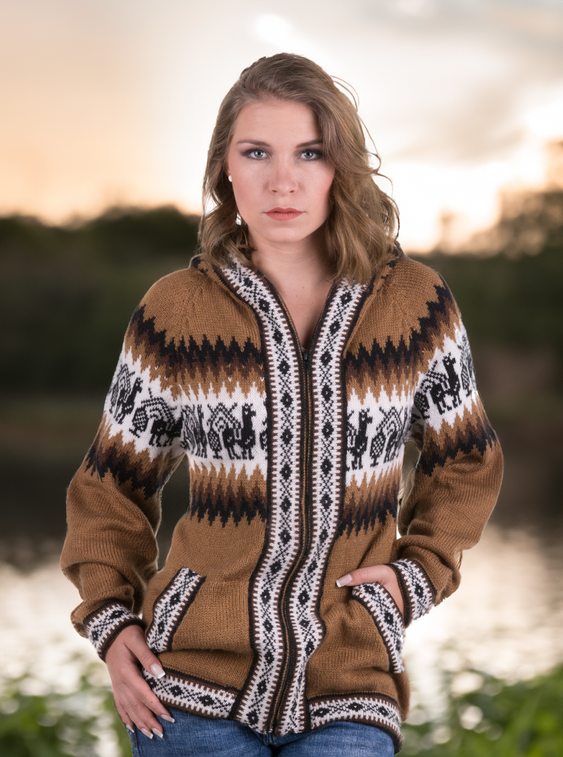 Fair Isle Alpaca Hoodie for Women