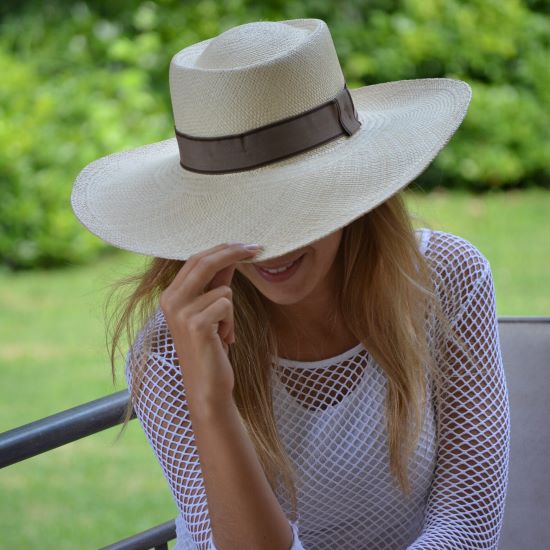 Gamboa Panama Hat. Natural Panama Hat - Wide Brim Gambler Hat