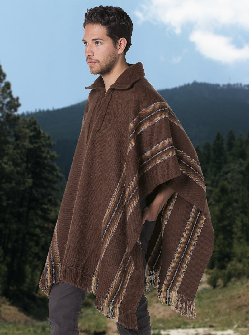 Poncho, braun - Shirt mit V-Ausschnitt