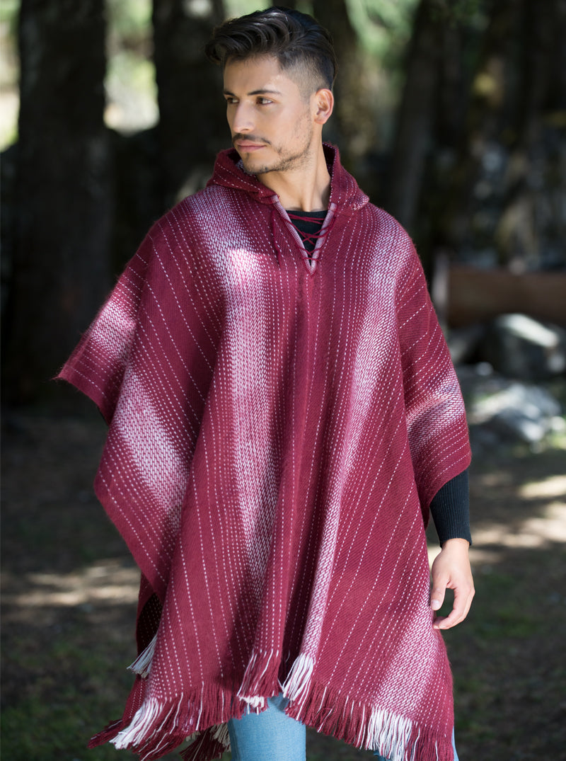 Poncho Bordeaux con Cappuccio
