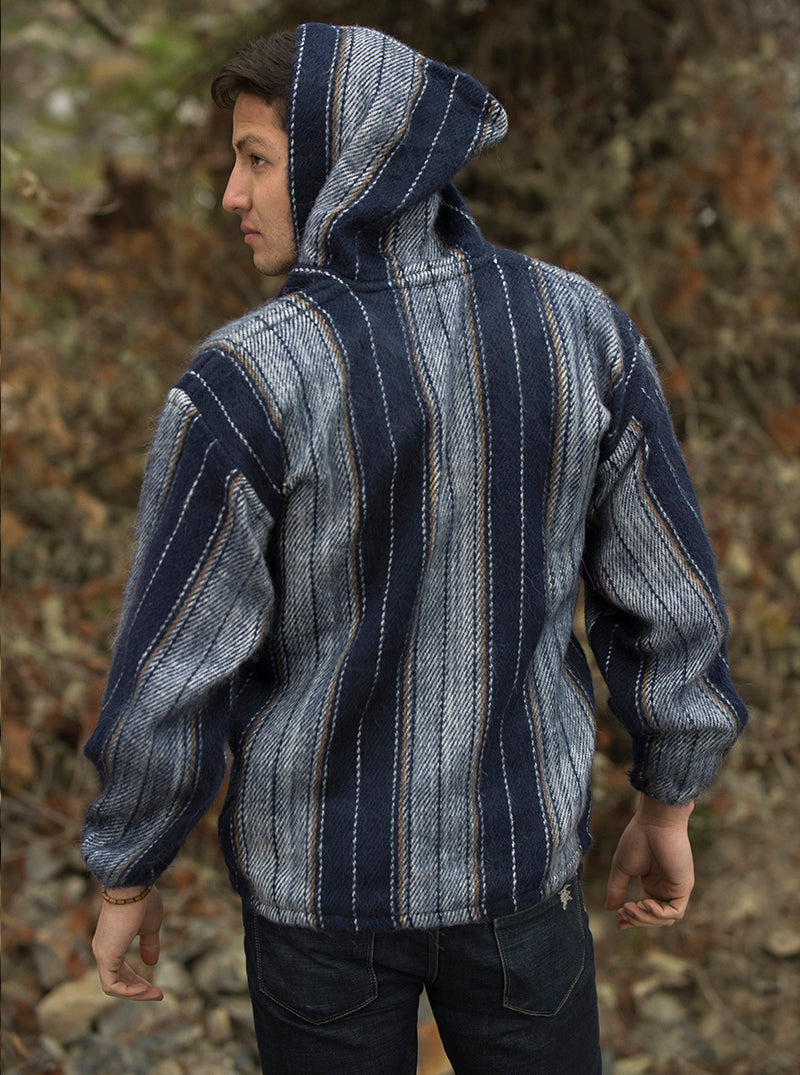 Chamarra gris y azul de alpaca