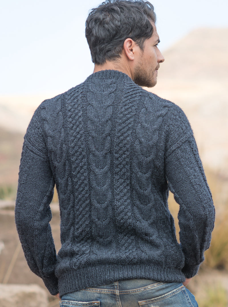 Maglione Lavorato a Mano in Alpaca - Fumo