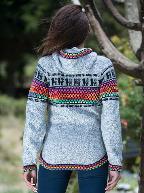 Fair Isle Alpaca Zip Up Hoodie for Women