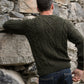 Olive Hand Knitted Alpaca Sweater for Men