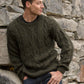 Olive Hand Knitted Alpaca Sweater for Men