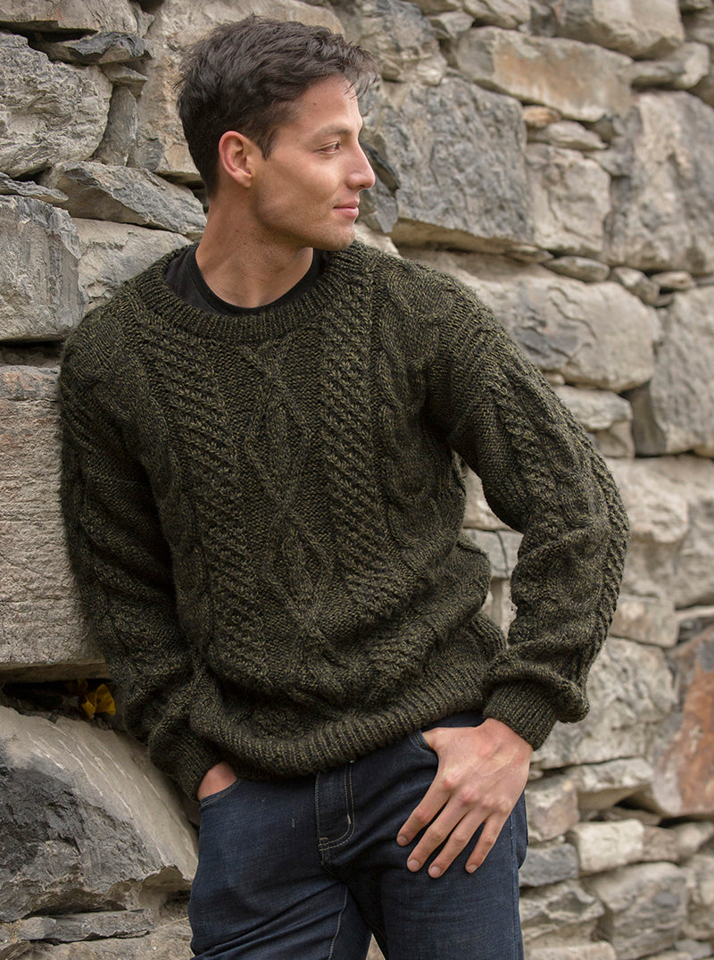 Olive Hand Knitted Alpaca Sweater for Men – Gamboa