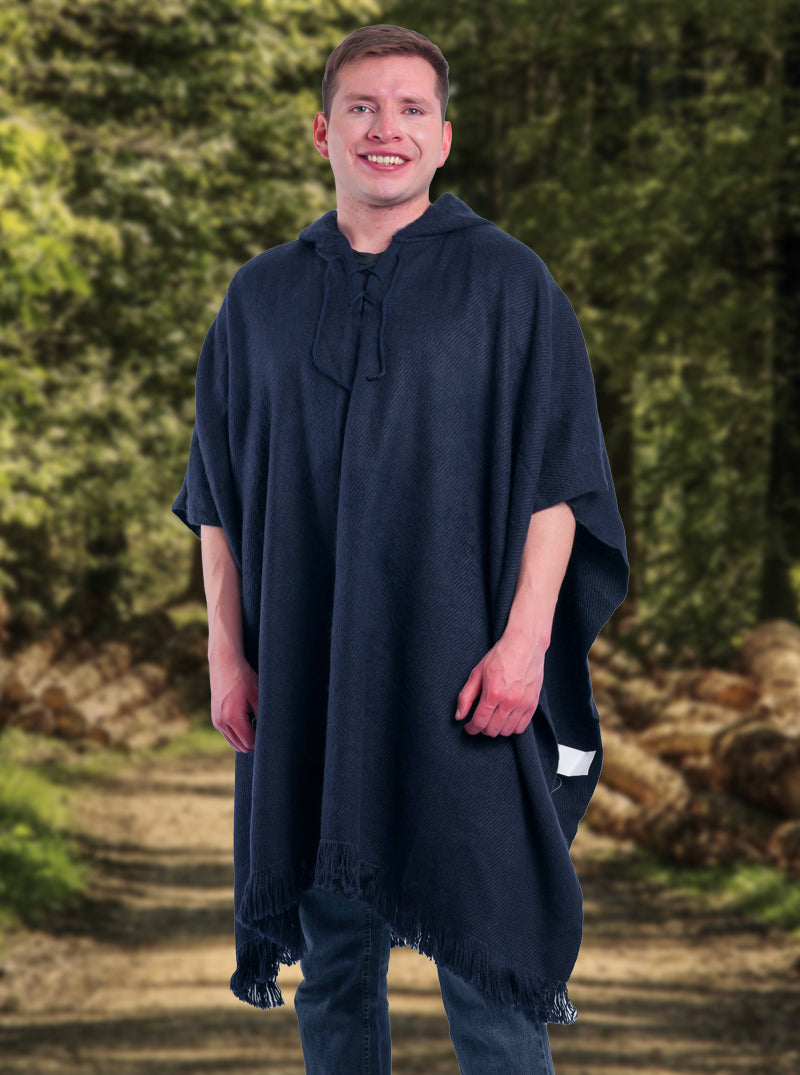 Poncho Azul de Alpaca Boca del monte