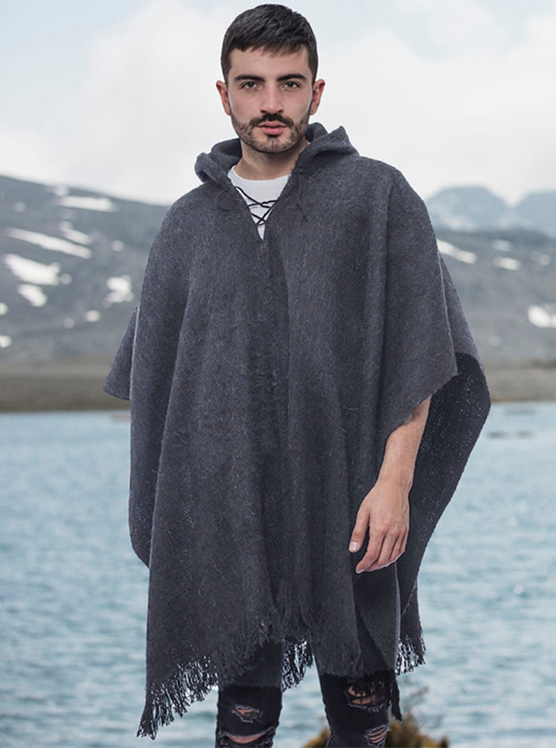 Grau weicher Poncho Alpaka - Boca del monte