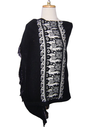 "Schal" Streifen mit Lamas Offener Poncho