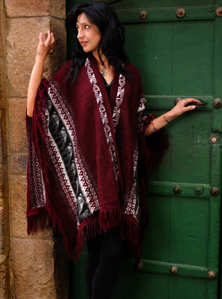 Ruana de Alpaca Plomo Poncho Abierto