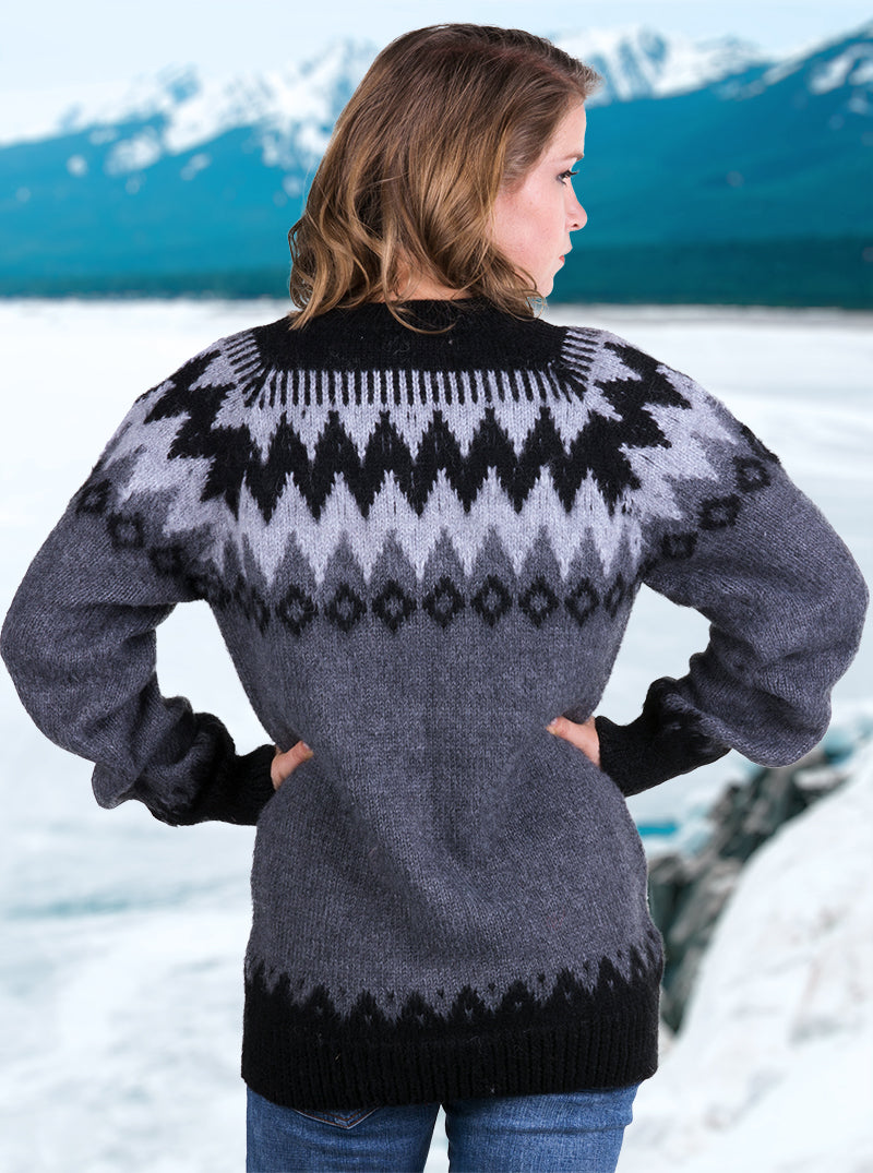 Fair Isle Alpaca Cardigan for Women