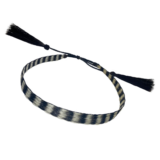 Genuine Horsehair Hat Band Woody - Black & White