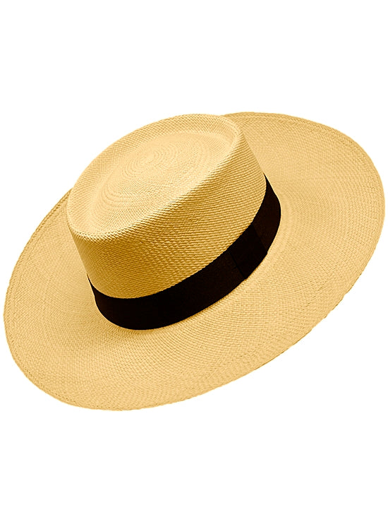 Gamboa Panama Hat. Light Brown Panama Hat - Wide Brim Gambler Hat