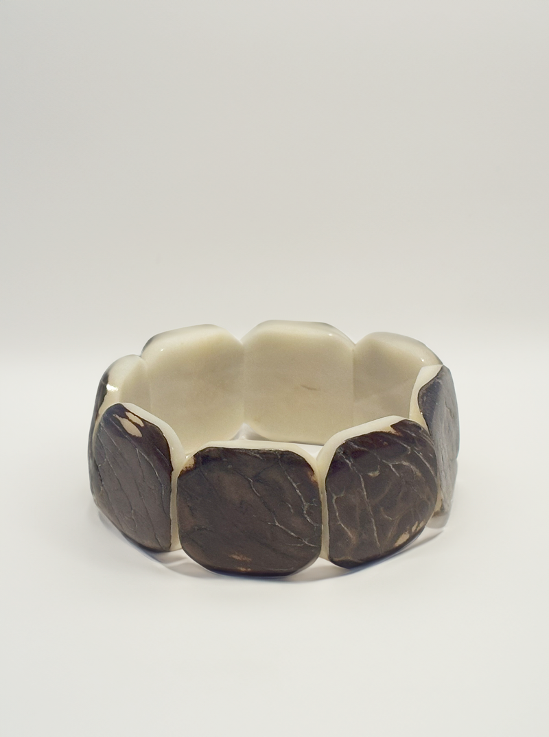 Tagua-Armband im Marmor-Stil | Braun
