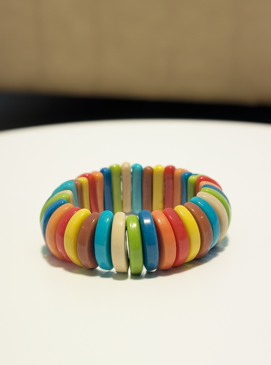 Mehrfarbiges Tagua-Armband mit Scheiben