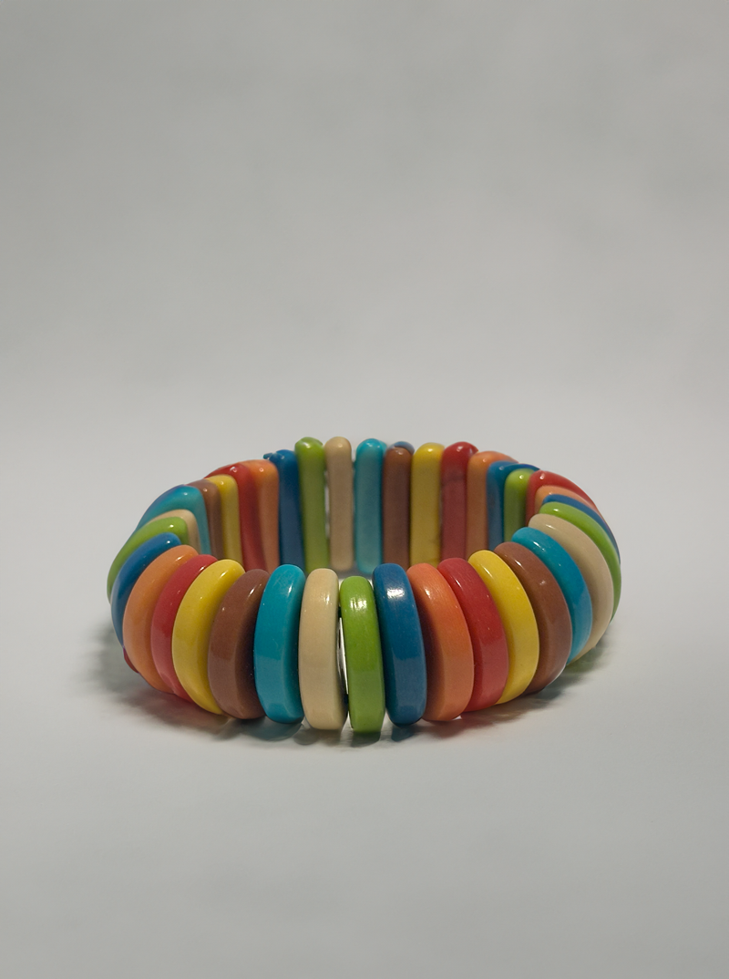Mehrfarbiges Tagua-Armband mit Scheiben