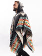 Mexican Poncho for Men | Black and Colors Aztek Style | Gamboa