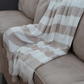 Striped Alpaca Throw Blanket with Fringes | White and Beige
