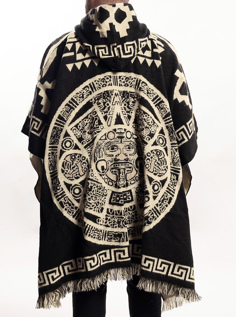 Mexican Poncho for Men - Black | Aztek Style