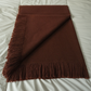 Alpaca Throw Blanket | Dark Brown with Fringes