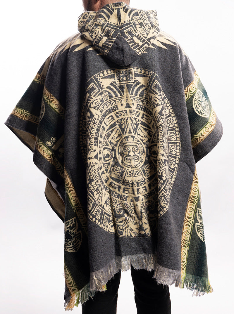 Mexican Poncho for Men | Gray | Aztek Style | Gamboa Fashion