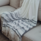 Alpaca Throw Blanket White and Gray with Lines & Fringes