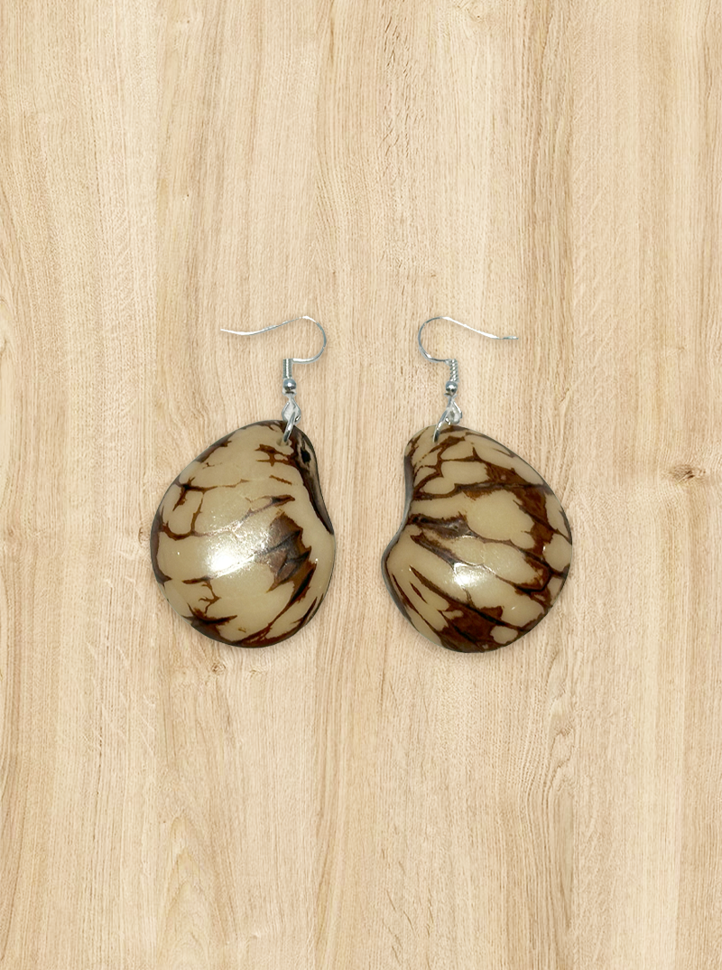 Tagua Earrings Marble Design
