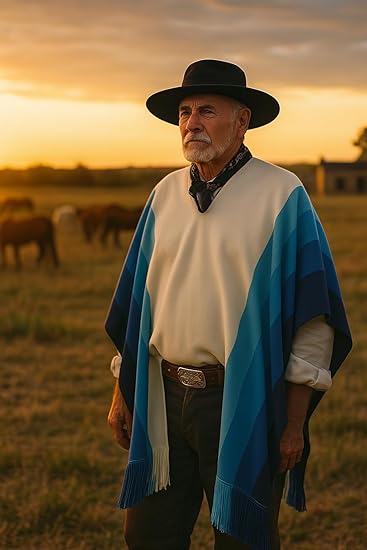 Argentinian Flag-Inspired Poncho