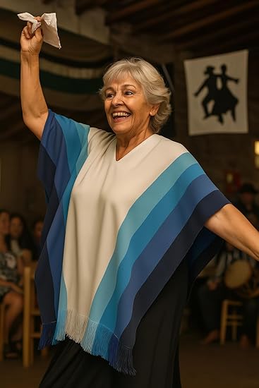 Argentinian Flag-Inspired Poncho