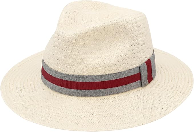 Standard Panama Hat Band - Red with Gray