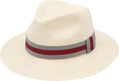 Standard Panama Hat Band - Red with Gray