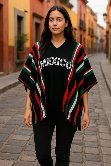Authentic Mexican Flag Poncho