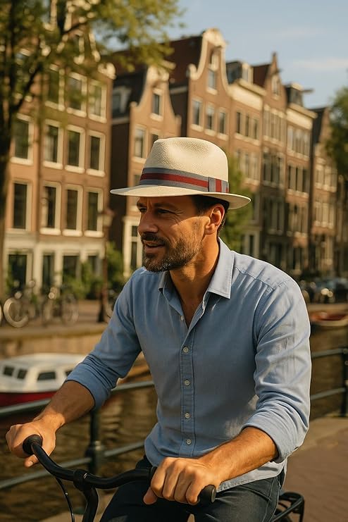 Standard Panama Hat Band - Red with Gray