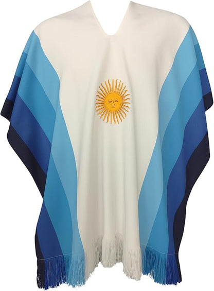 Argentinian Flag Poncho with Sun