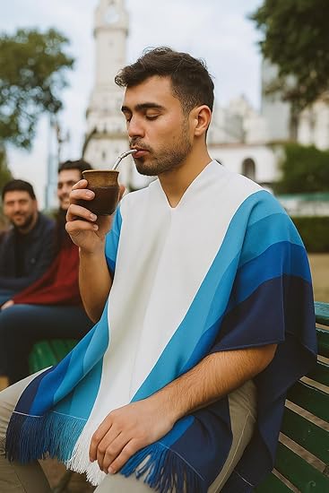Argentinian Flag-Inspired Poncho