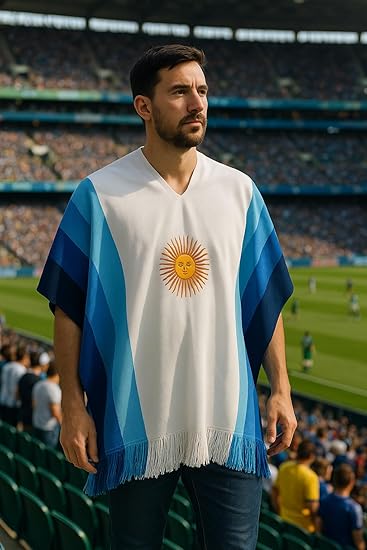 Argentinian Flag Poncho with Sun
