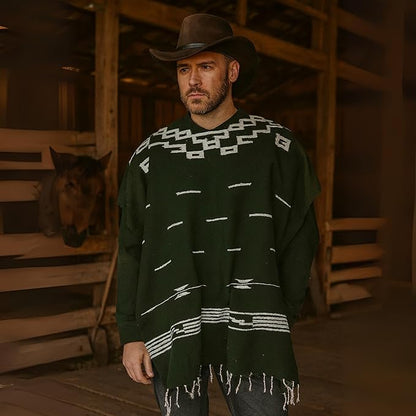 Mexican Poncho for Men - Clint Eastwood Poncho - GREEN