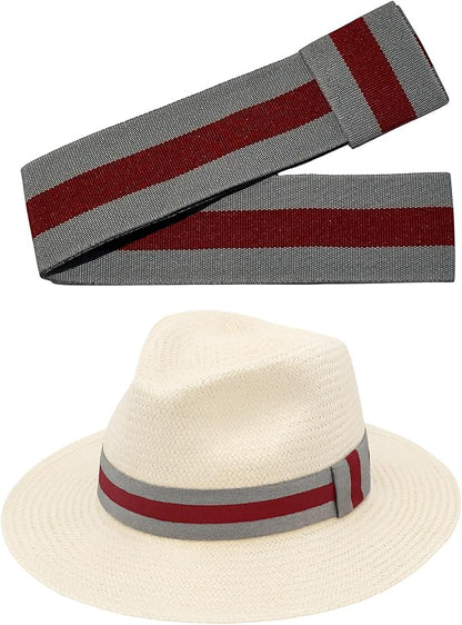 Standard Panama Hat Band - Red with Gray
