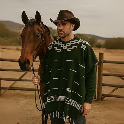 Mexican Poncho for Men - Clint Eastwood Poncho - GREEN